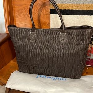 J. McLaughlin woven dark brown leather Zoe bag.NEW! Never been used!